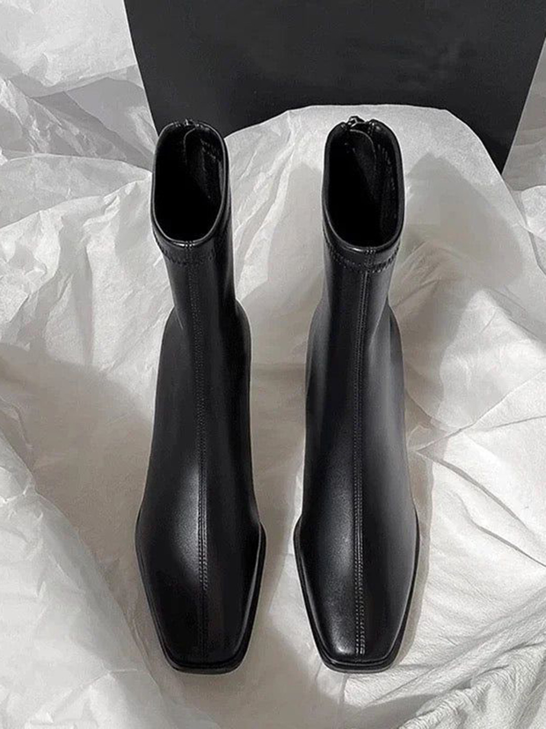 Miss Mosa By Akanksha  Women Black Desse Short Leather Statement Ankle Boots