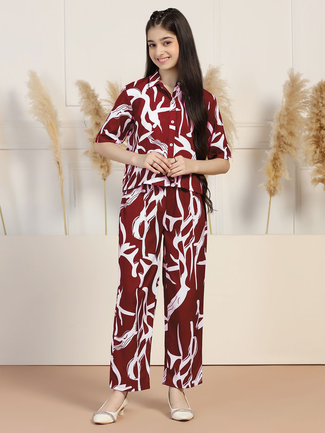 YK Girls Printed Shirt with Trouser