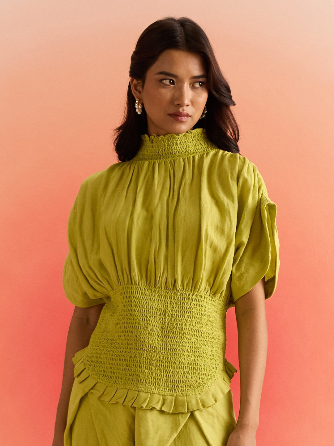 Western Era Women High Neck Kimono Sleeve Top