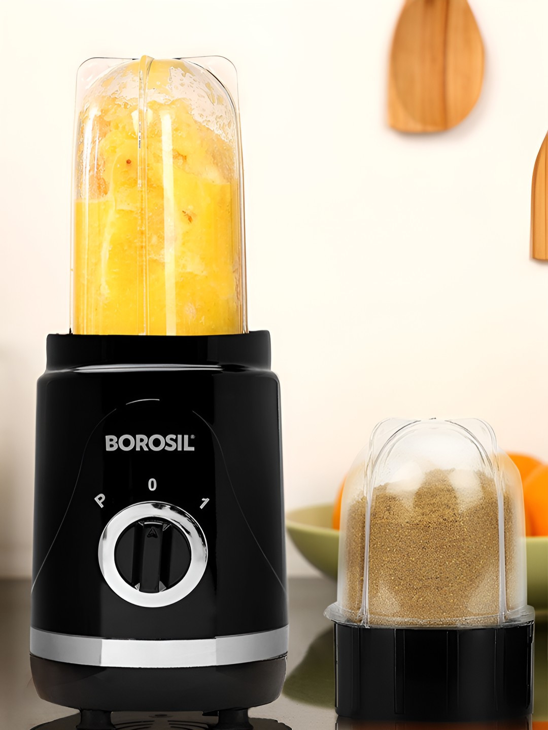 Borosil Nutri Fresh Black Plastic Safety Lock 2 Jars Wet and Dry Grinder-400W