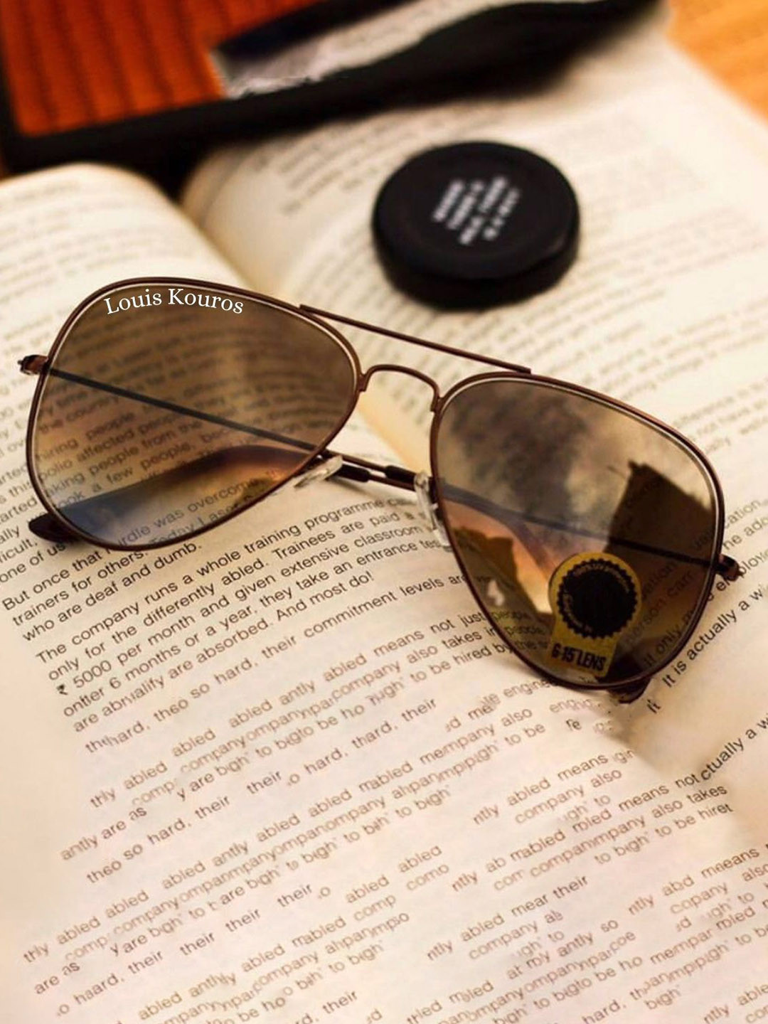 LOUIS KOUROS Unisex Brown UV Protected Lens Armstoner Aviator Sunglasses