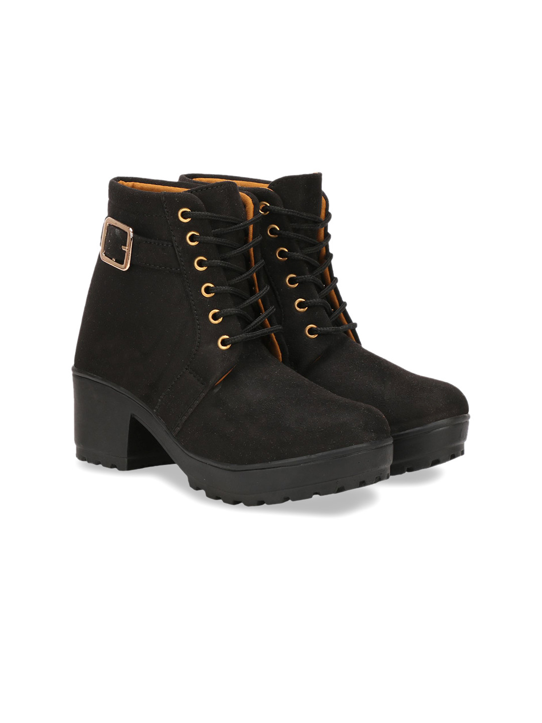 Commander Shoes Women Block Heel Lace-Ups Chunky Boots