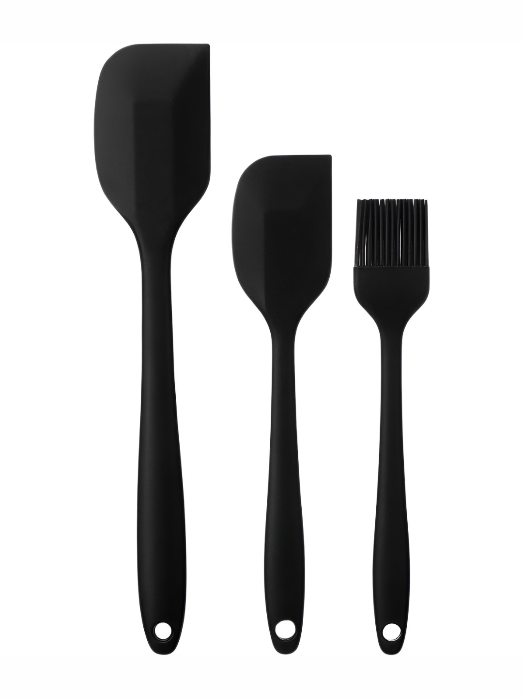 Baskety Black 3 Pieces Heat Resistant Scraper Spatula With Basting Brush