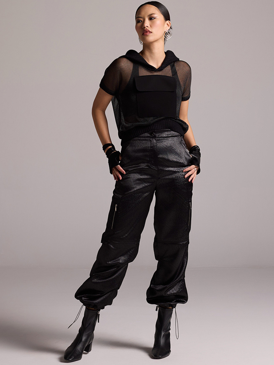 The Dapper Lady Women Mid-Rise Leather Joggers
