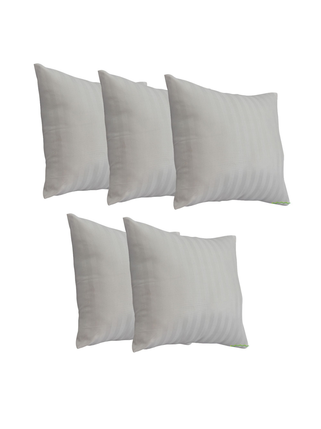 Siroki Bond White 5 Pieces Striped Satin Filled Square Shaped Cushions
