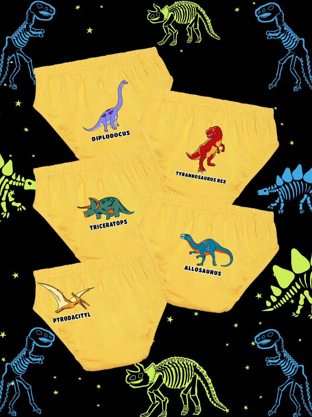 USYL Boys Pack Of 5 Printed Cotton Mid-Rise Basic Briefs NUBCBRFPO5.0075