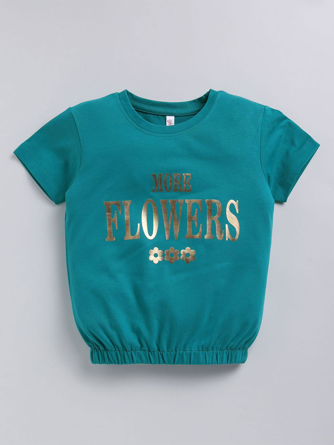 Ginie Girls 3D Typography Printed Round Neck Breathable Top