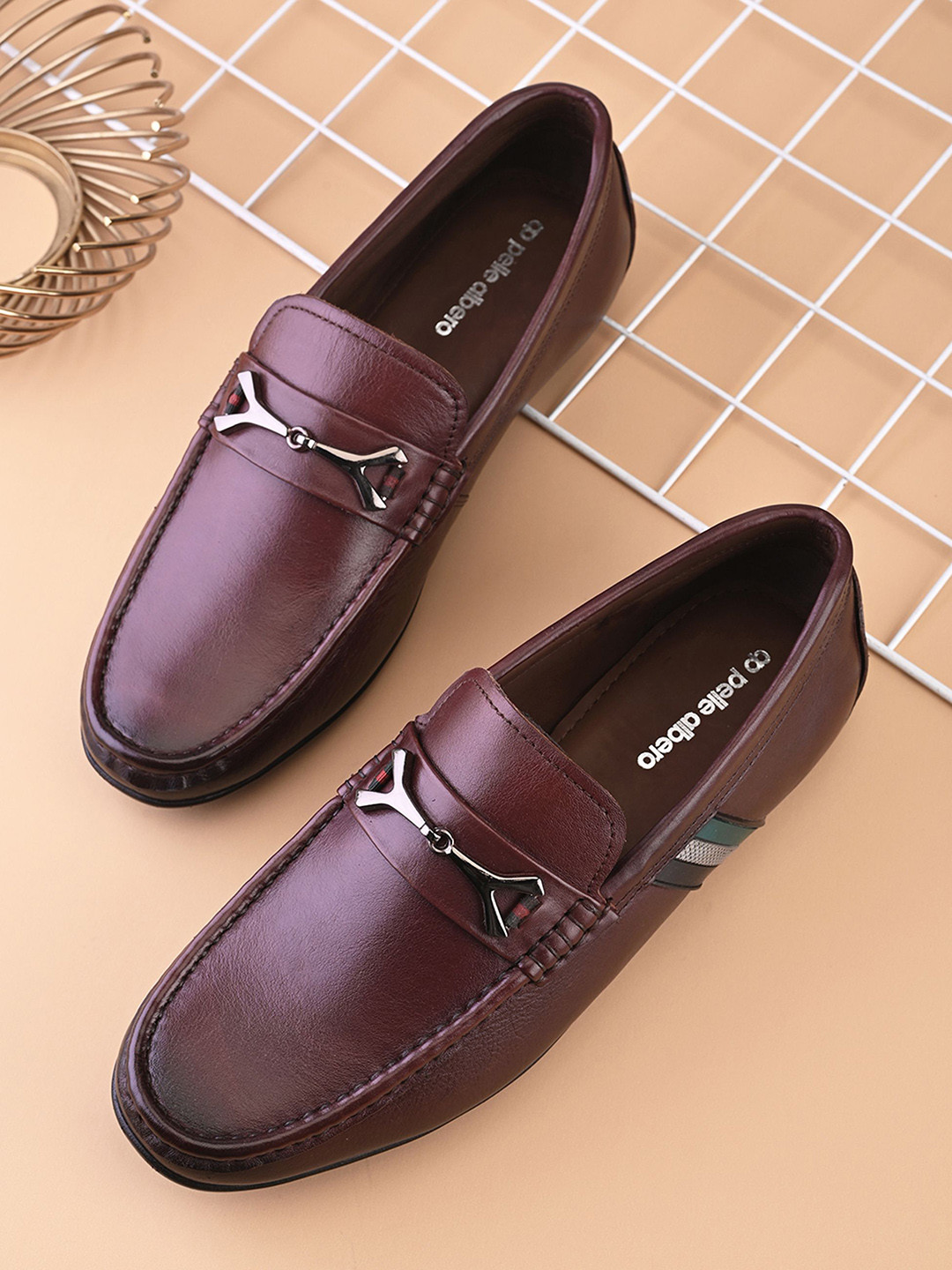pelle albero Men Bordo Leather Casual Loafers