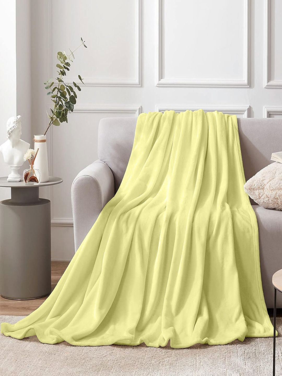 Aapno Rajasthan Yellow Microfibre AC Room Single Bed Blanket