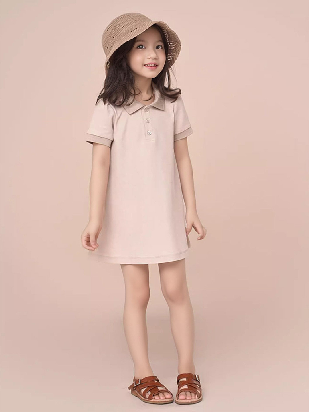 LULU & SKY Girl Shirt Collar Short Sleeves A-Line Dress