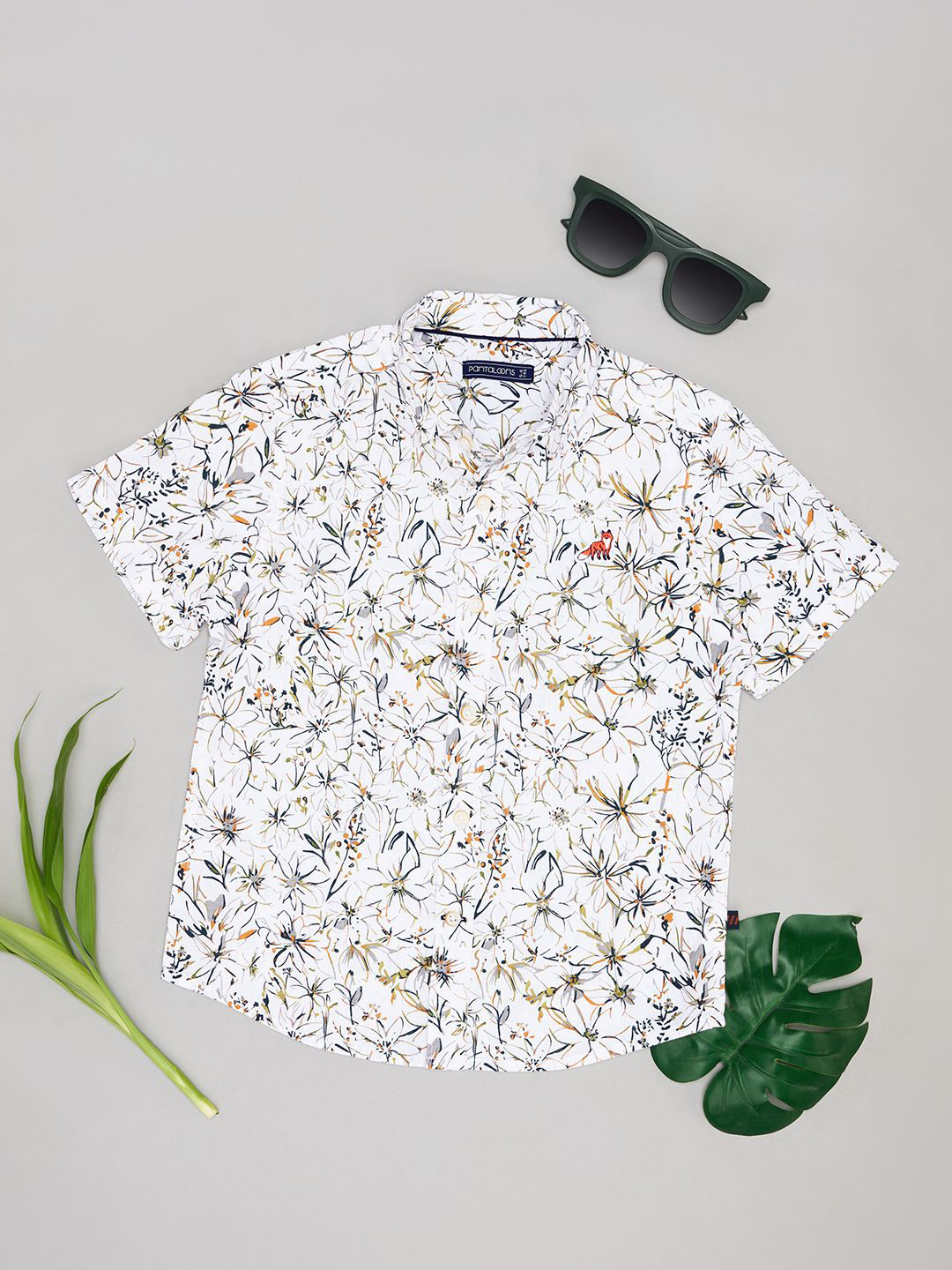 Pantaloons Junior Boys Collarless Floral Printed Cotton Casual Shirt
