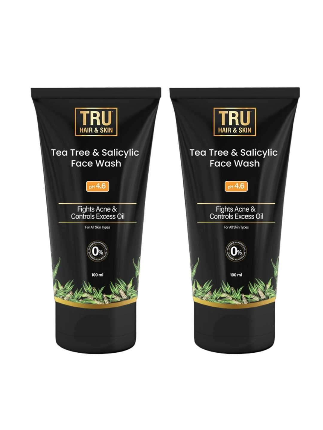 TRU HAIR & SKIN  Set Of 2 Tea-Tree & Salicylic Acid Face Wash Acne-Prone Skin - 100ml Each
