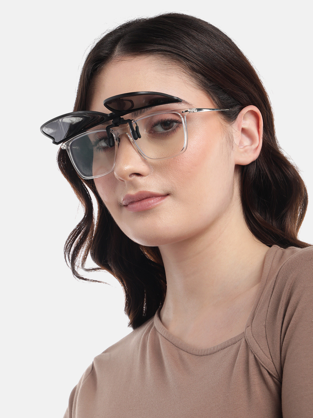 Carlton London Women Black Toned Polarised Lens Cat Eye Sunglass Clip