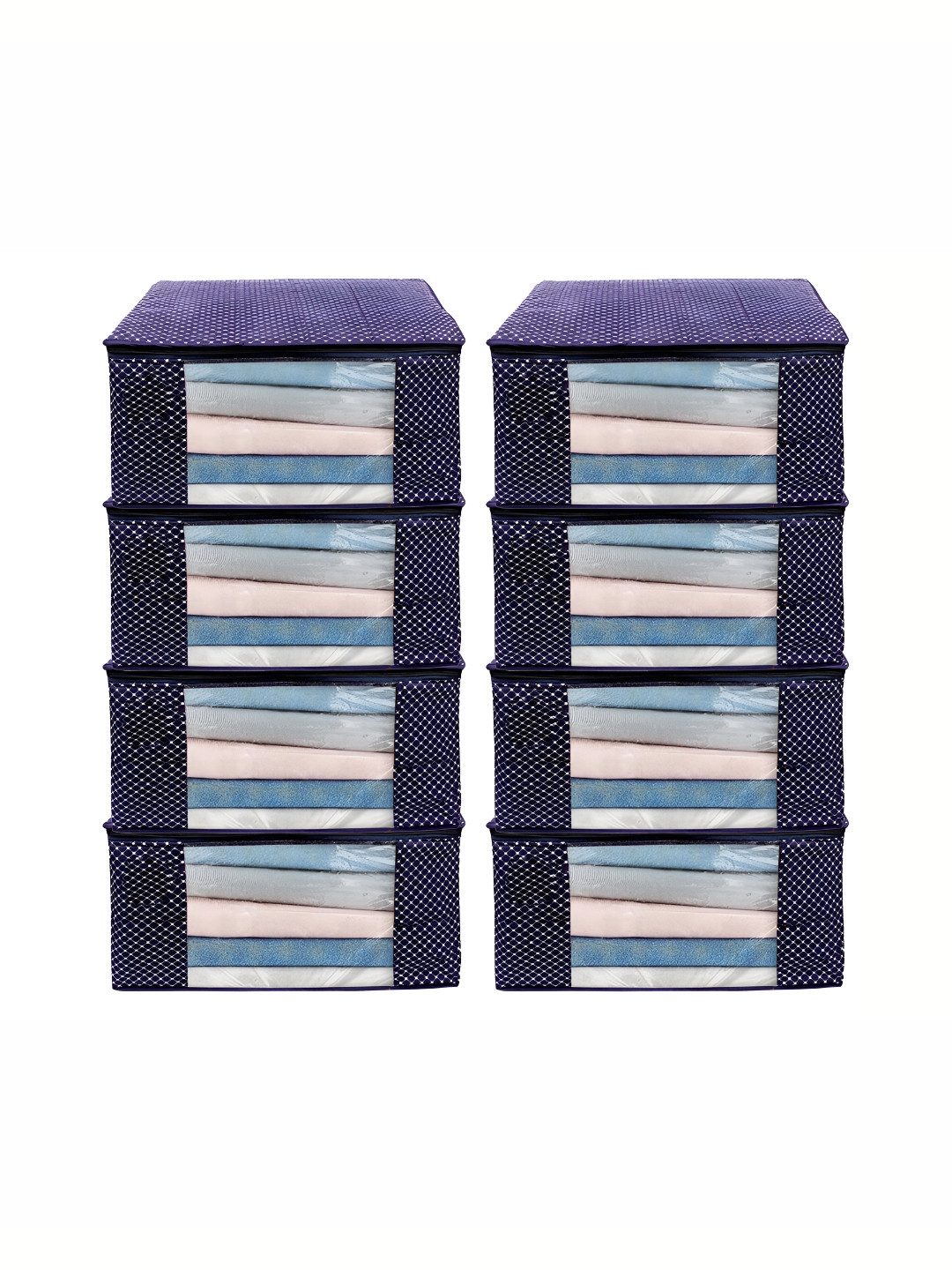 ANKIT INTERNATIONAL Blue 8 Pieces Super Strong Sweater Bag Wardrobe Organisers