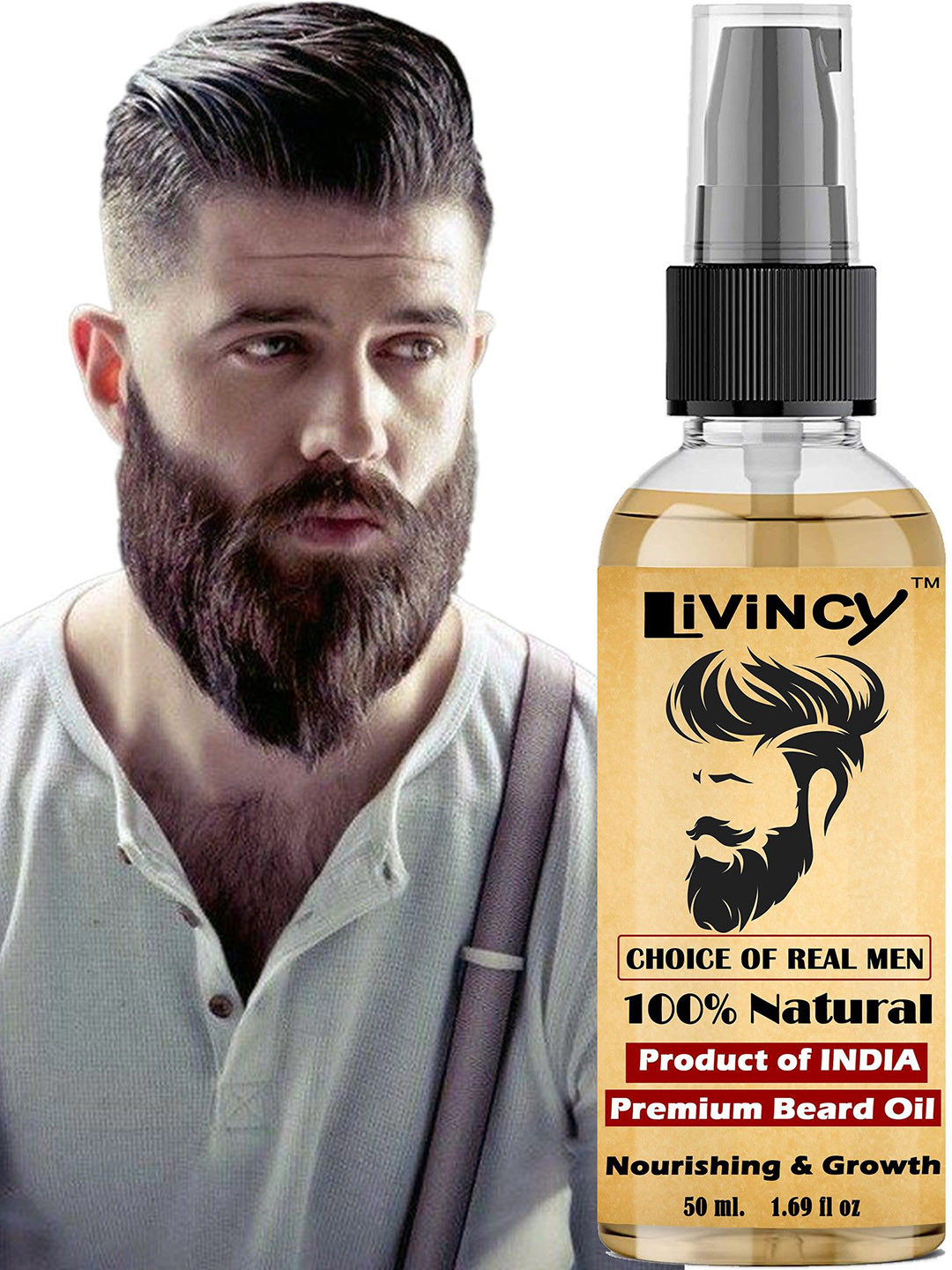 LIVINCY Premium Nourishing And Growth Beard Oil - 50 ml
