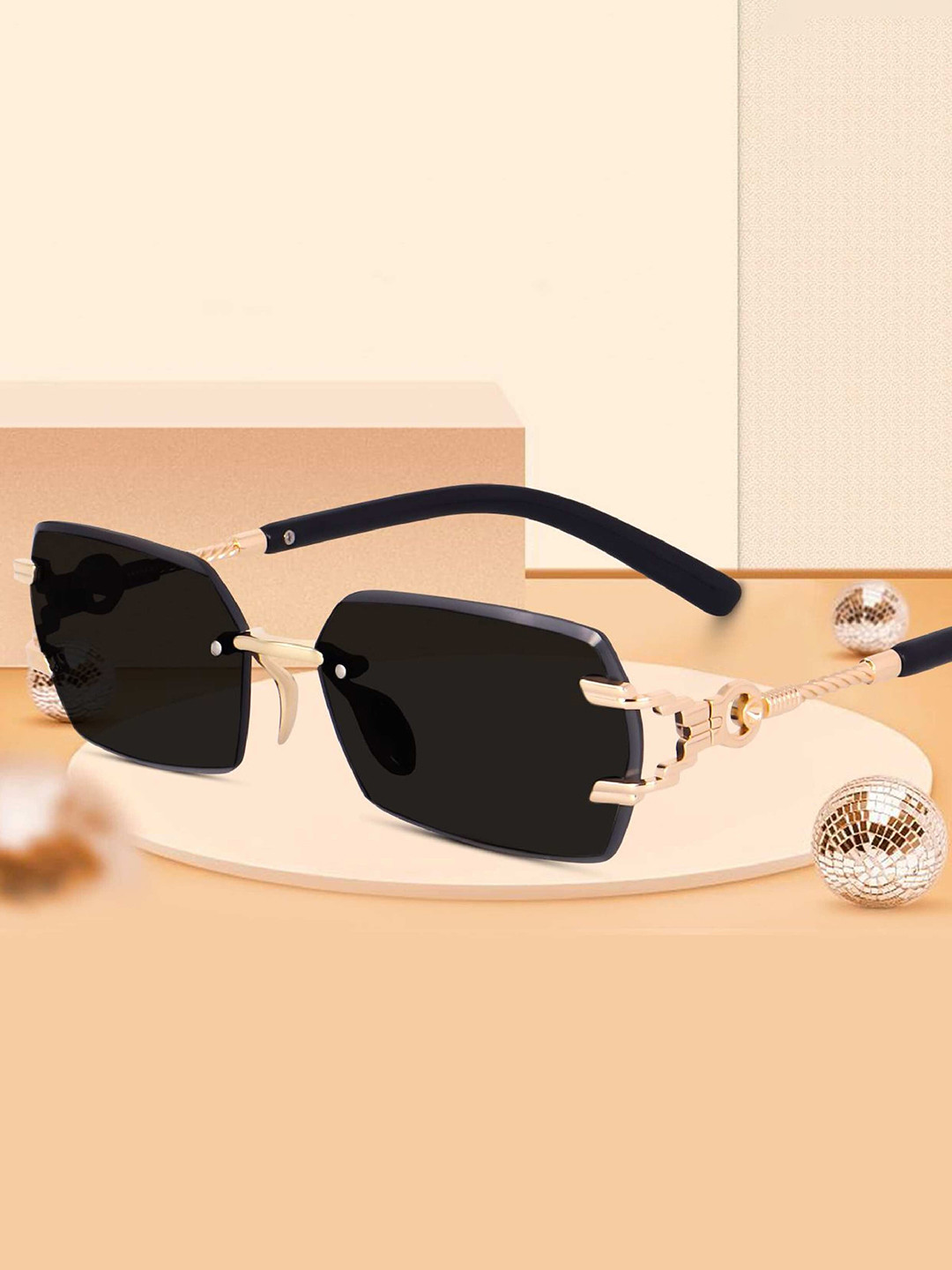 RICH CLUB Unisex Rectangle Sunglasses with UV Protected Lens Rimless Sunglass