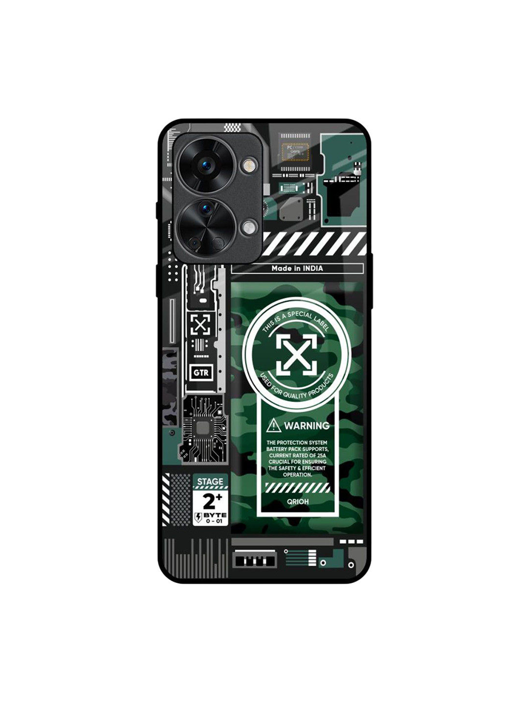 QRIOH Green Camo Circuit Printed Oneplus Nord 2T Back Case