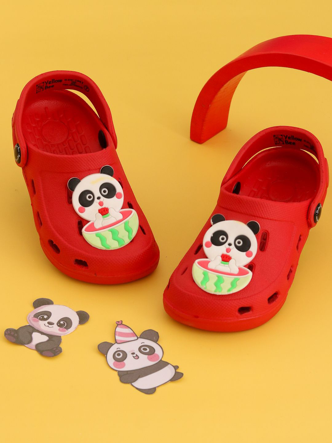 Yellow Bee Girls Panda-Themed Clogs