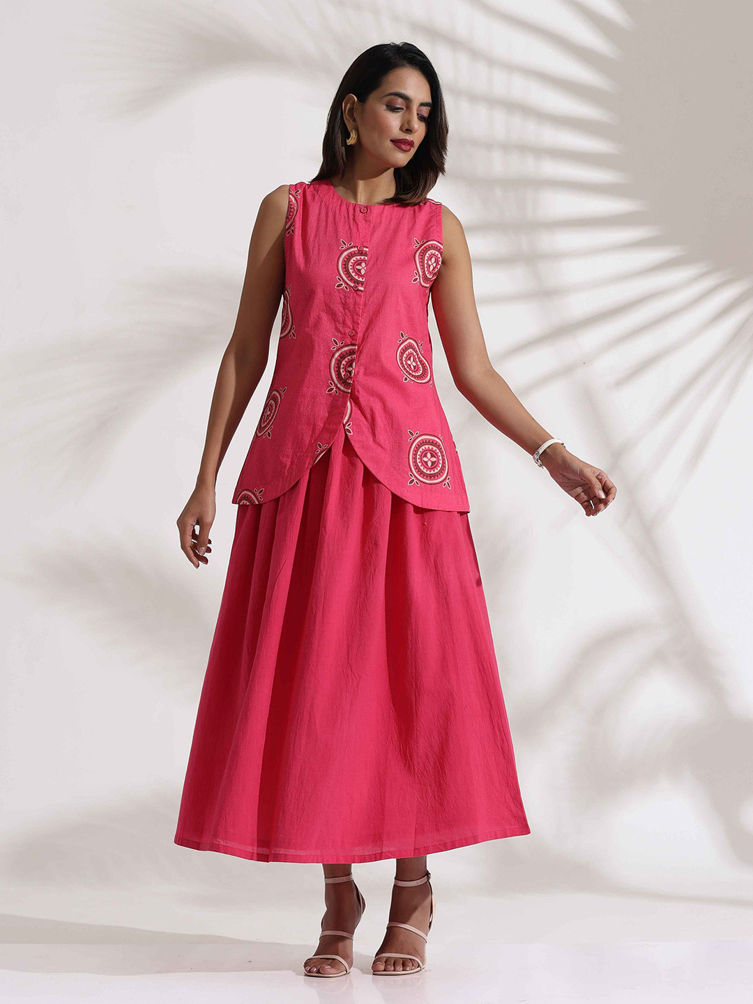 trueBrowns Pink Cotton Skirt Co-Ord Set