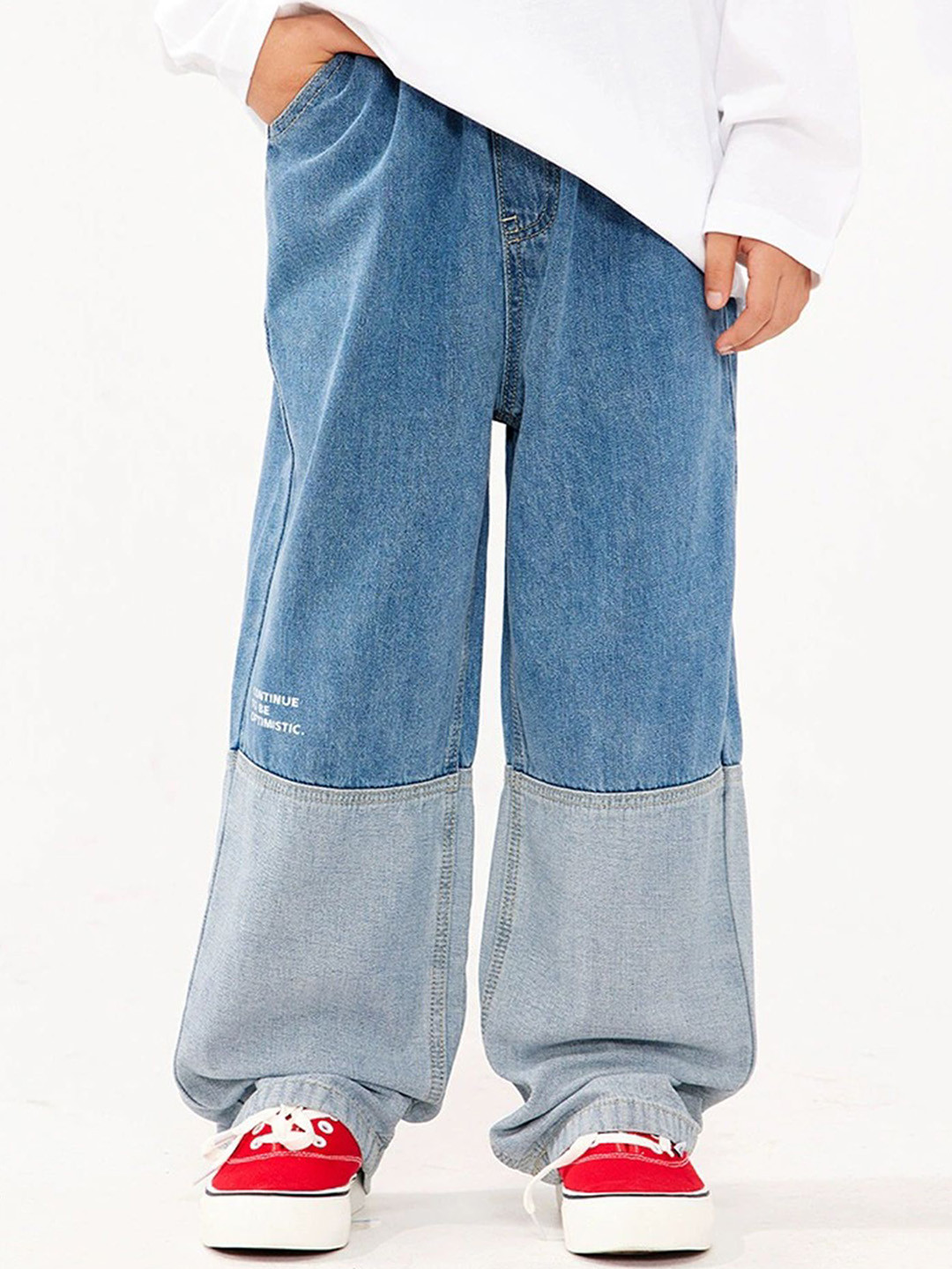 LULU & SKY Boys High-Rise Light Fade Baggy Jeans