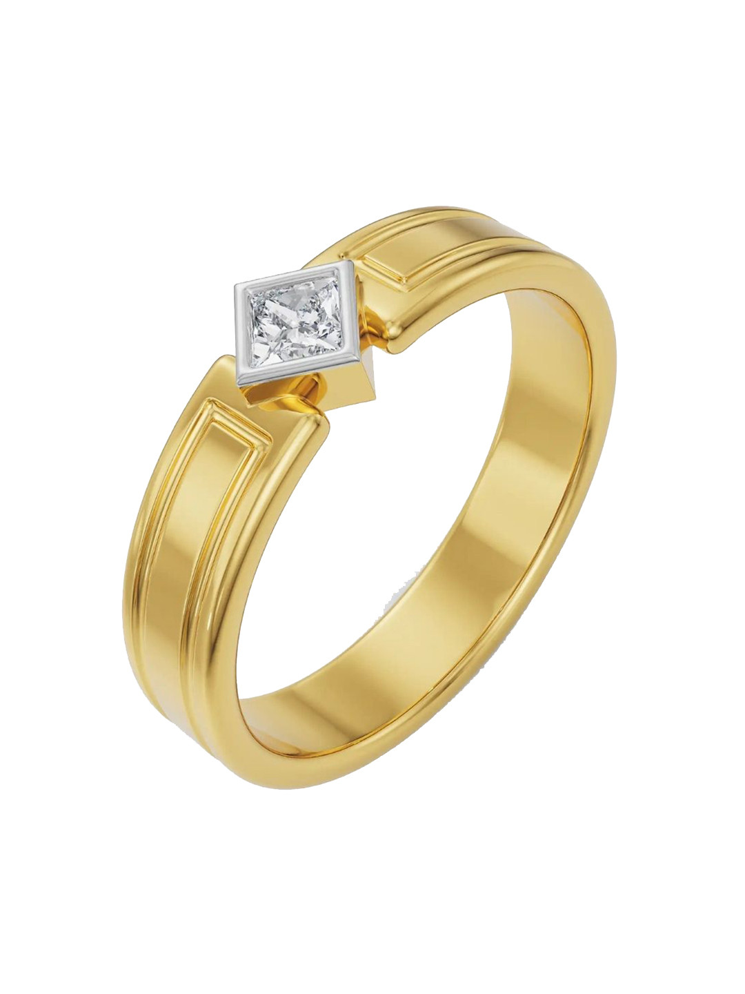 Emori Tilted Princess Cut Wedding Lab Diamond in 14KT Gold Band