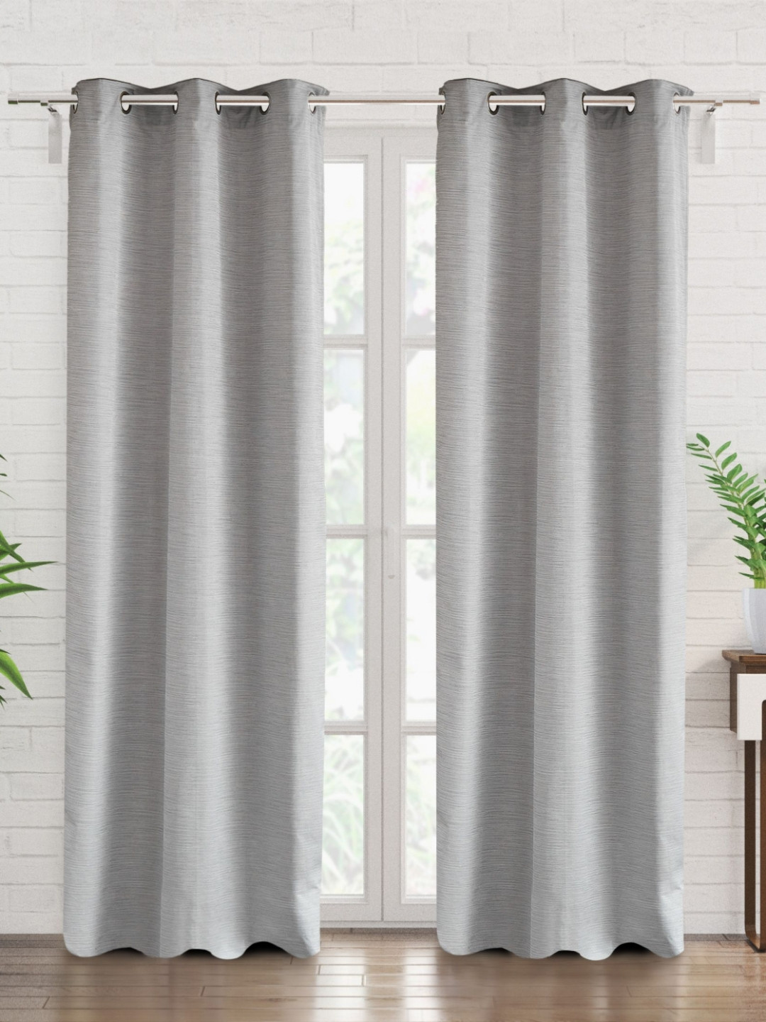 Home Centre Drift Grey Set of 2 Black Out Door Curtain