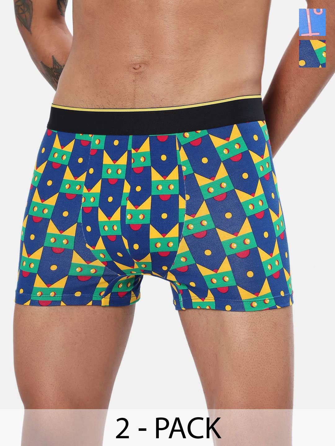 Bummer Men's Printed Micro Modal Trunks Underwear Pack of 2 TRDBLZ02S
