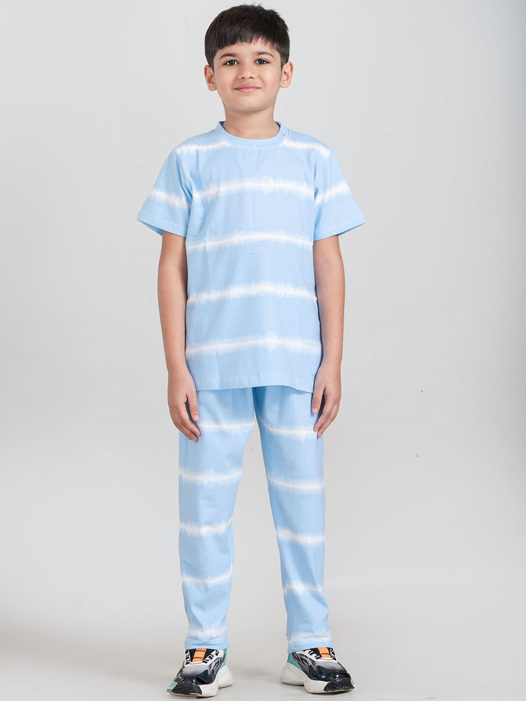 Taatoom Boys Pure Cotton Striped Tie & Dye Night suit
