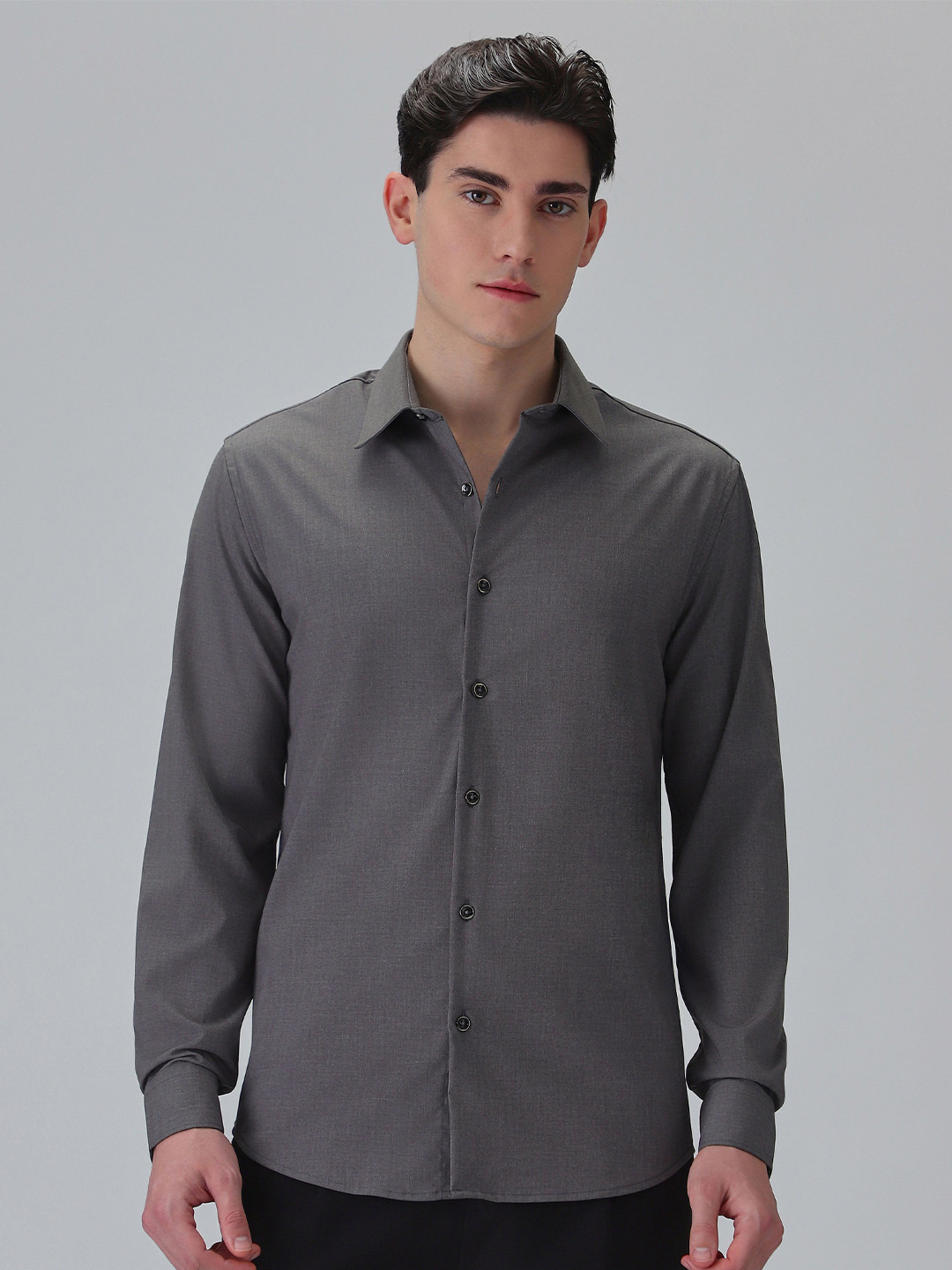 Banana Club Melange Stone Grey Wrinkle Free Shirt