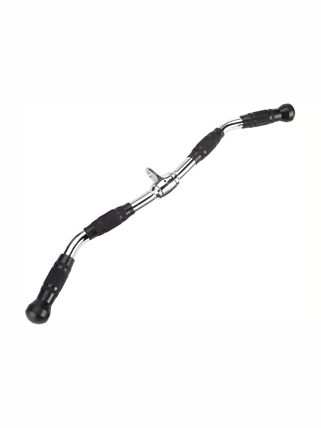 YMD Black & Silver-Toned Curl Bar Handle Cable Attachment with Rubber Hand Grips