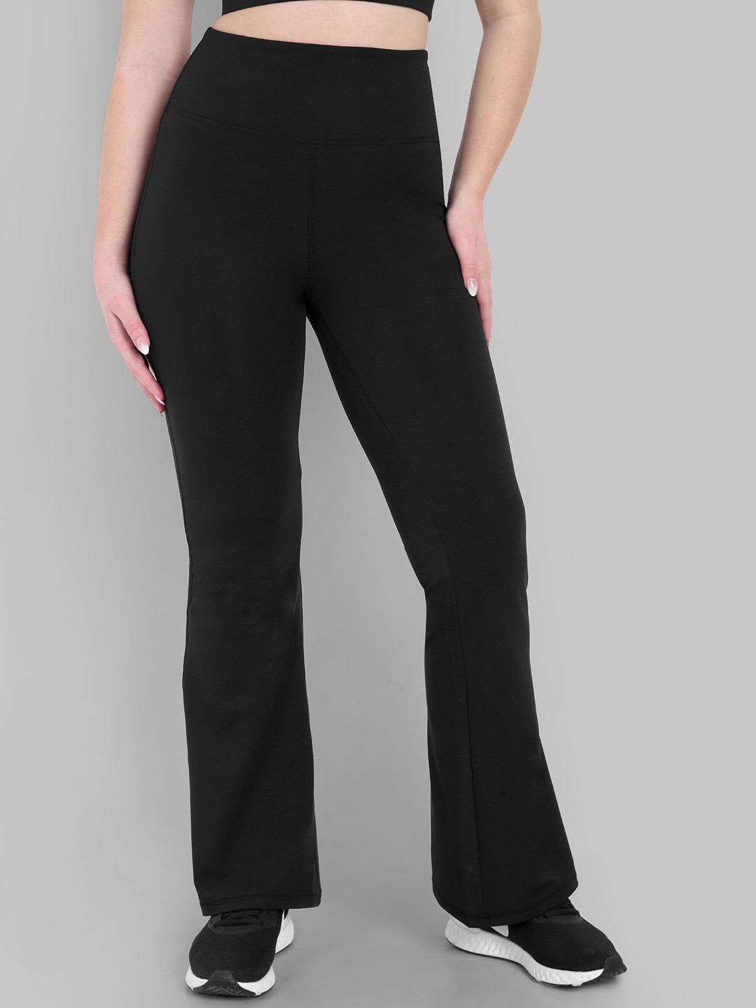 skyria Women Solid Comfort Flared High-Rise Slip On Trousers