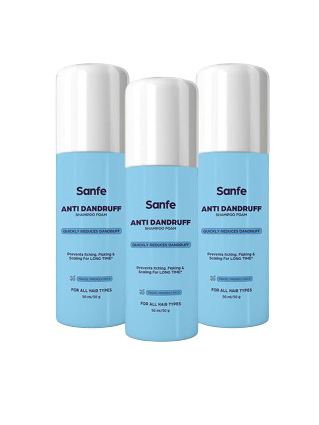 Sanfe Set Of 3 Anti Dandruff One Wash Shampoo Removes Dandruff - 50 ml Each