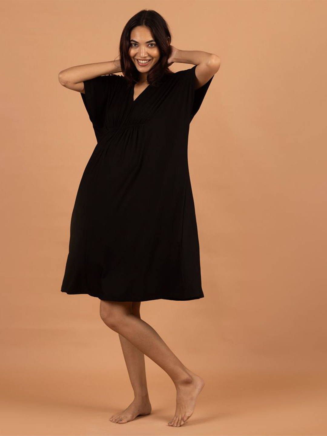 Block Hop Women Black Maternity Kaftan Dress