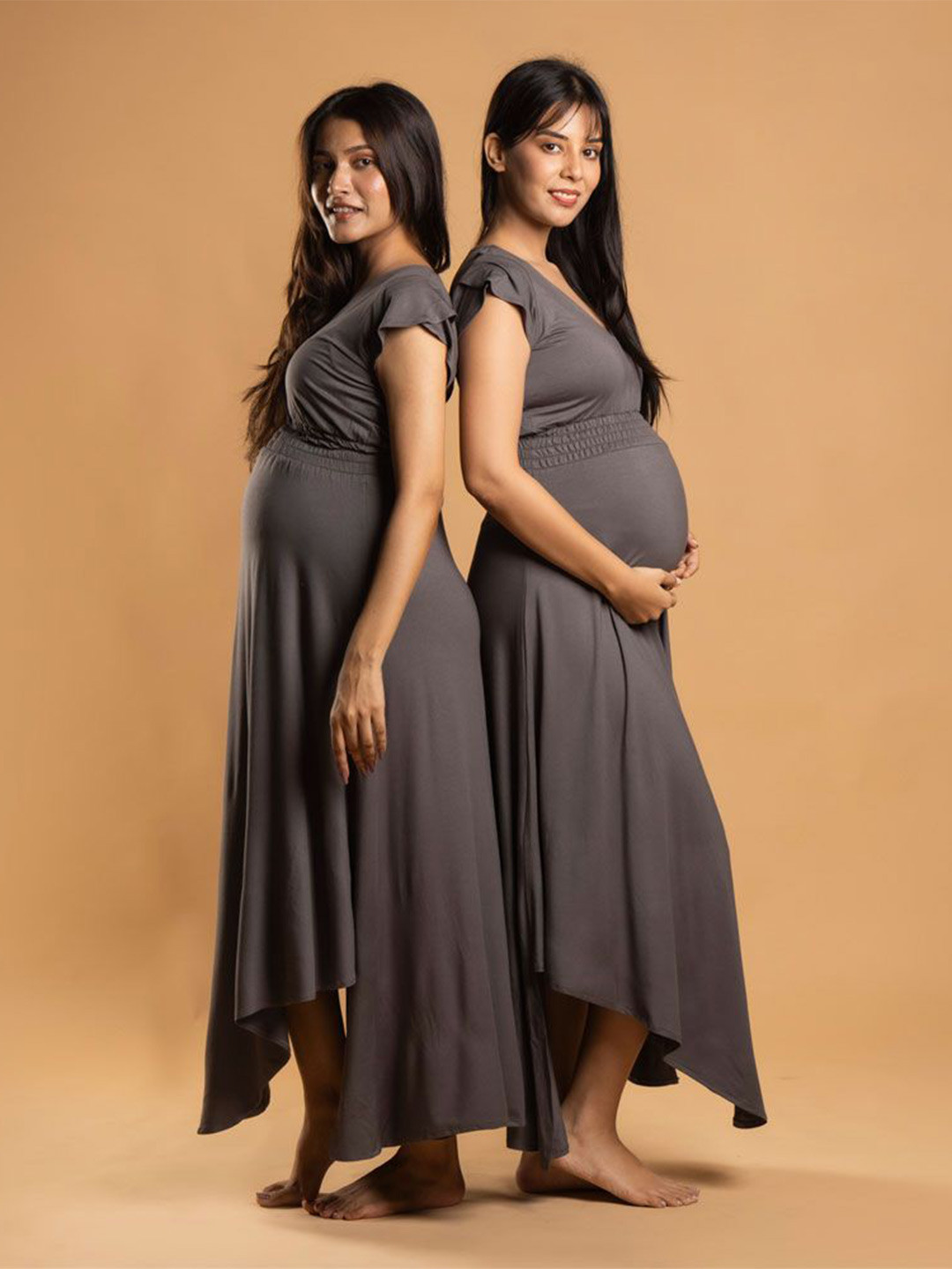 Block Hop Charcoal Grey Empire Fit & Flare Dress