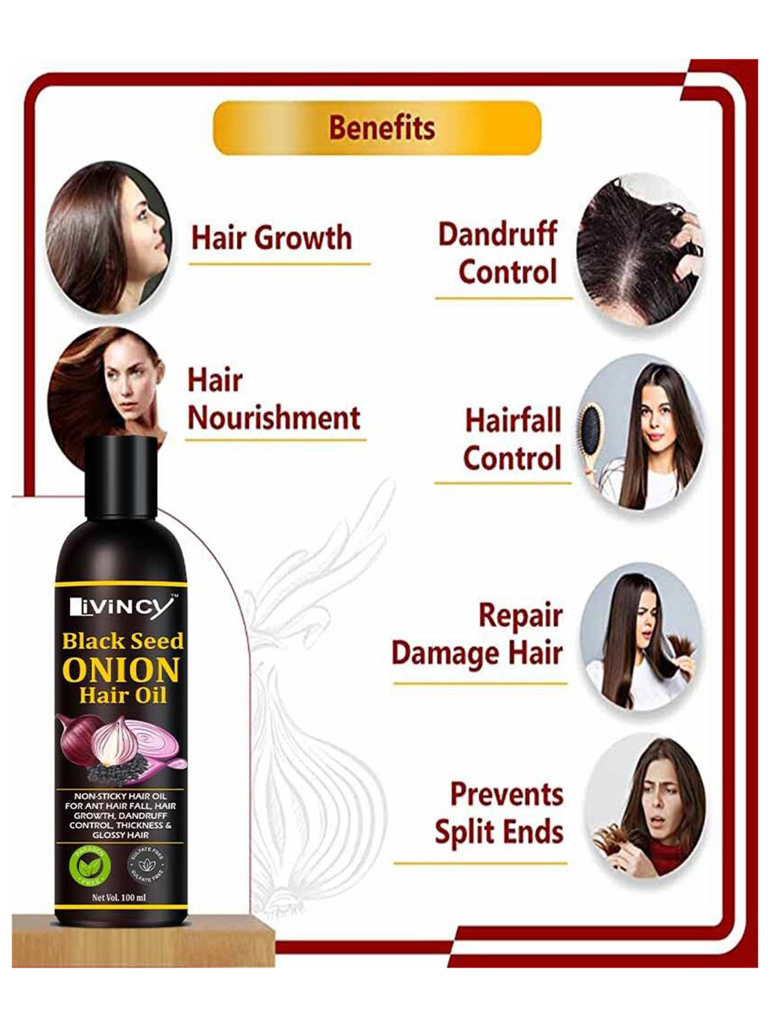 LIVINCY Black Seed Onion Hibscus Anti-Dandruff Hair Oil- 100 ml