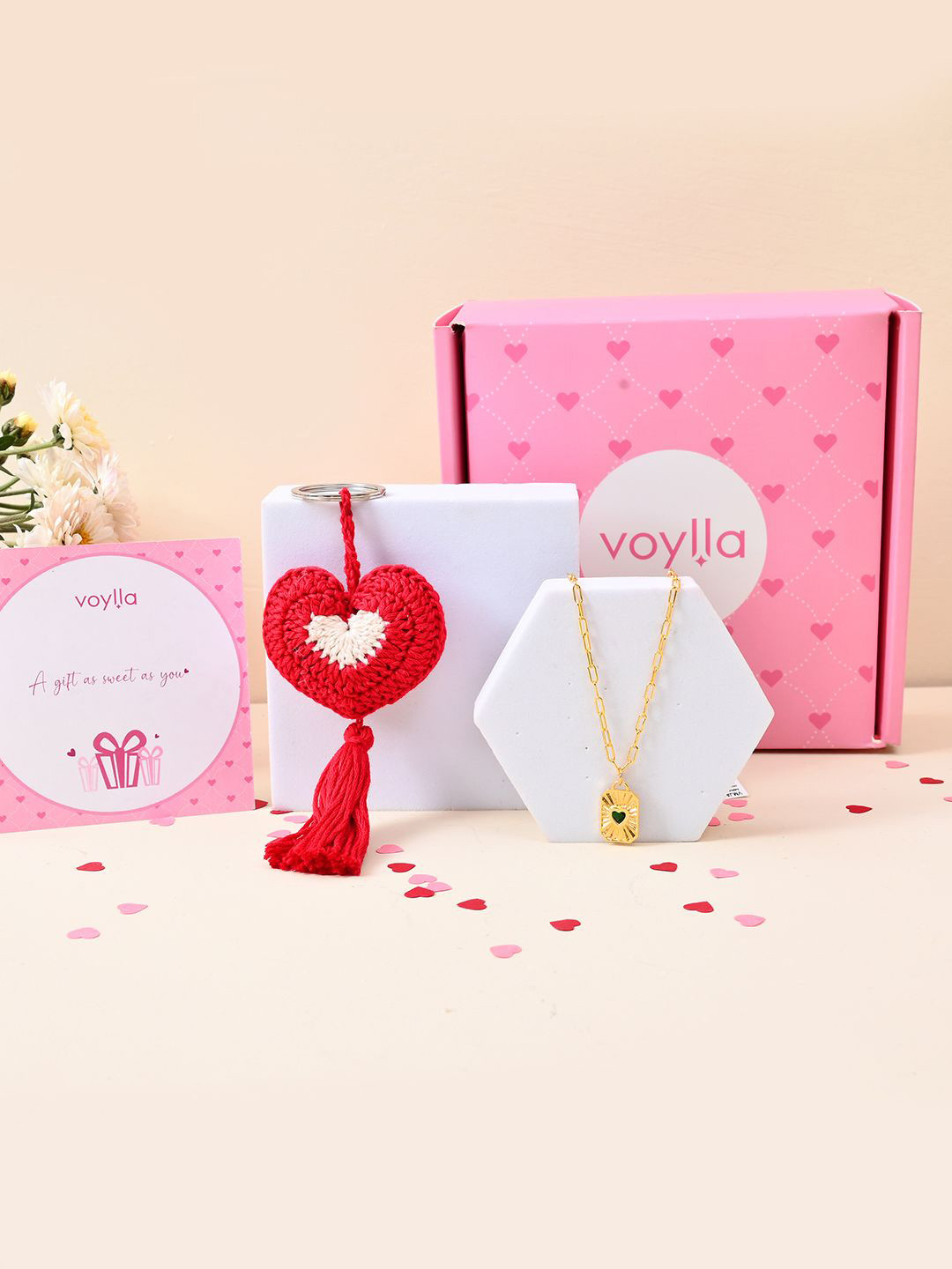 Voylla Gold-Plated Cubic Zirconia Studded Love Bundle Valentine Hamper