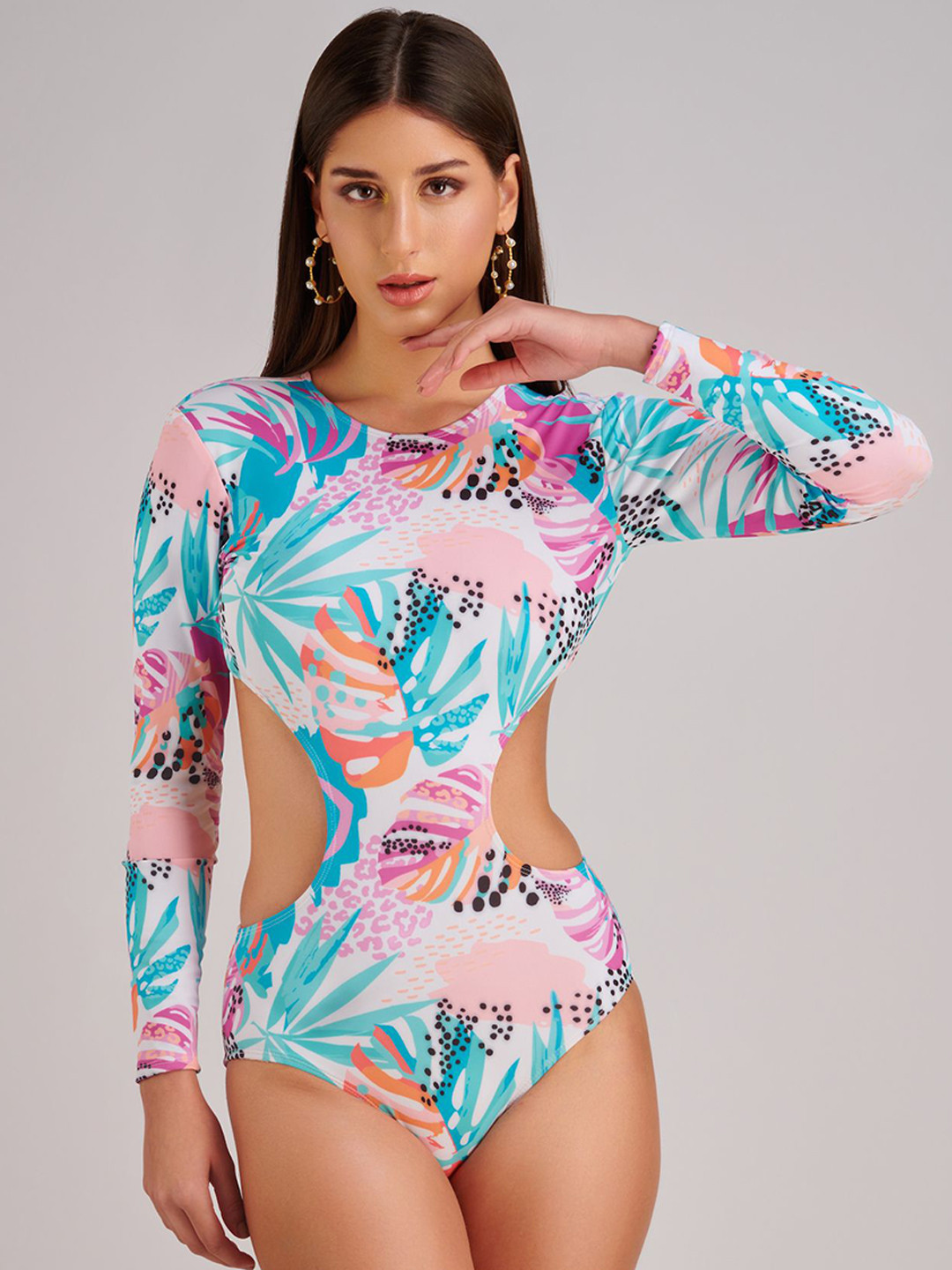 KAI RESORTWEAR Printed Long Sleeves Bodysuit