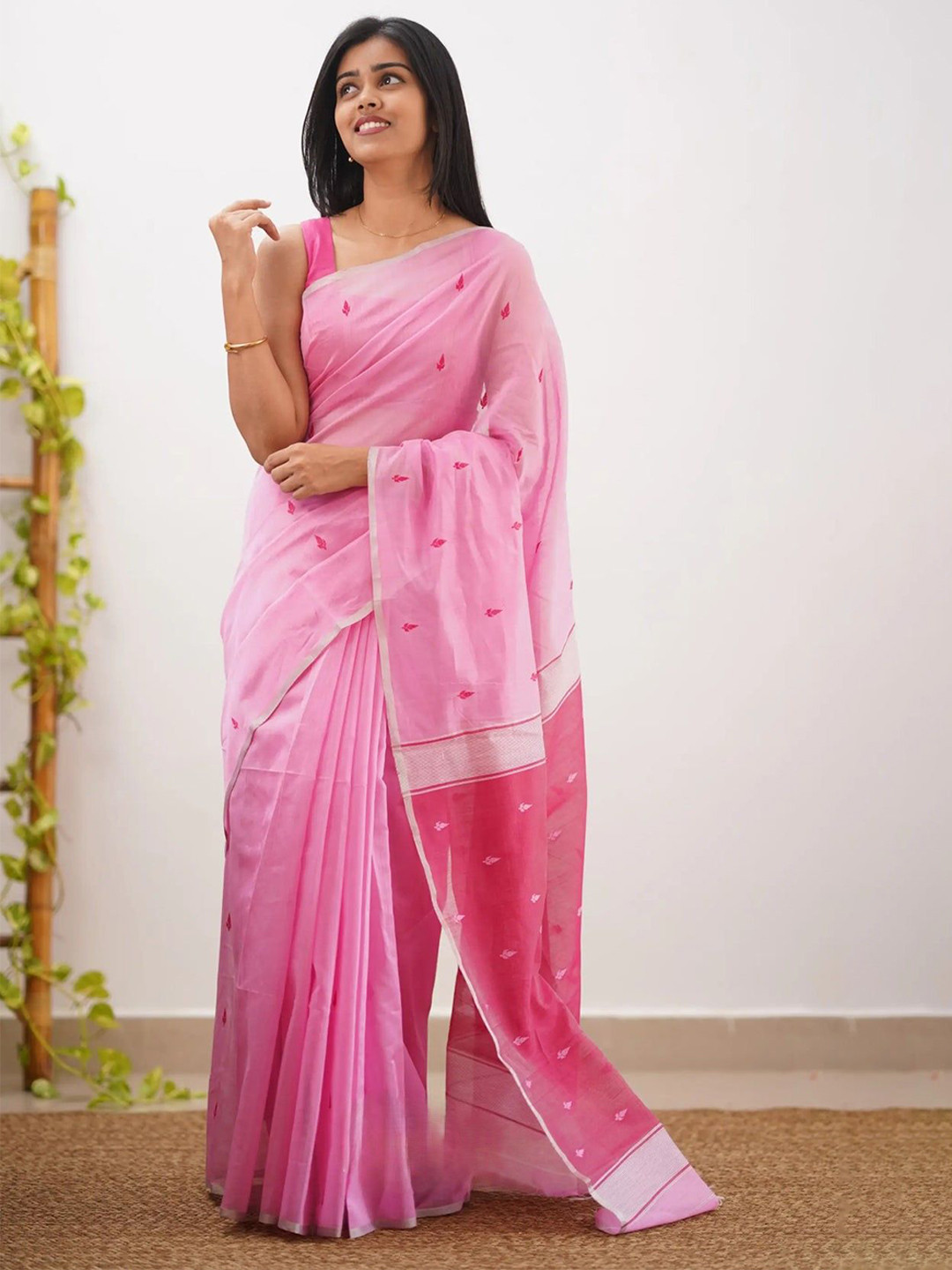 zinzraa Ethnic Motifs Zari Pure Cotton Saree