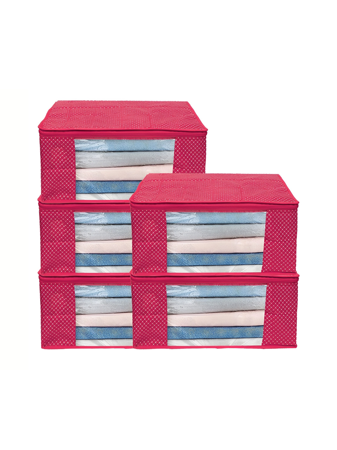 ANKIT INTERNATIONAL Pink & White 5 Pcs Super Strong Multi-Utility Organisers