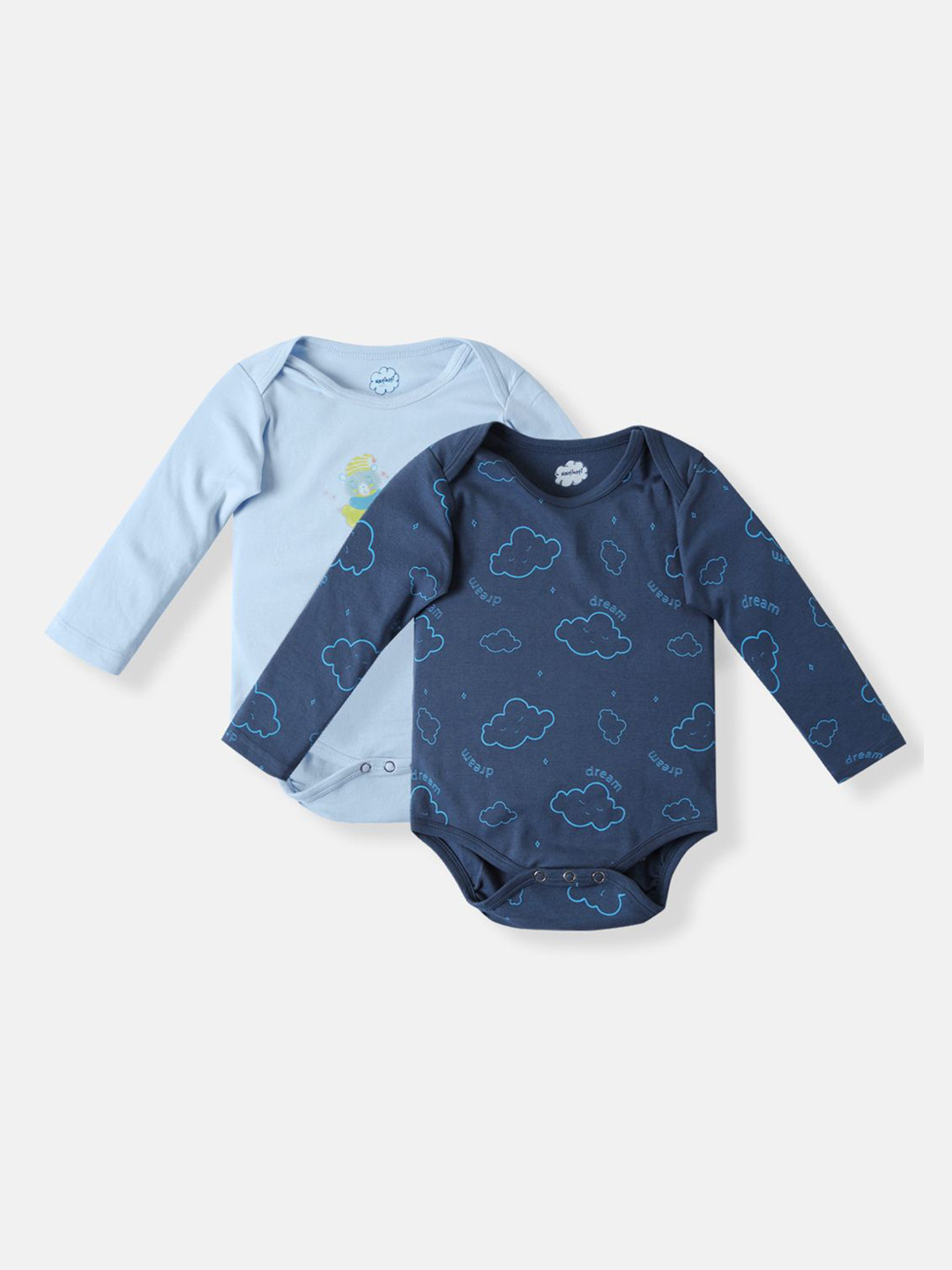 Nautinati's Infants' Cotton Interlock Boys Pack Of 2 Cloud Print Onesie