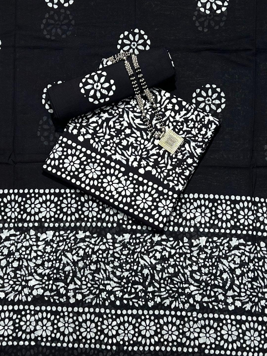 Farooq Dyeing Floral Batik Dyed Pure Cotton Unstitched Dress Material