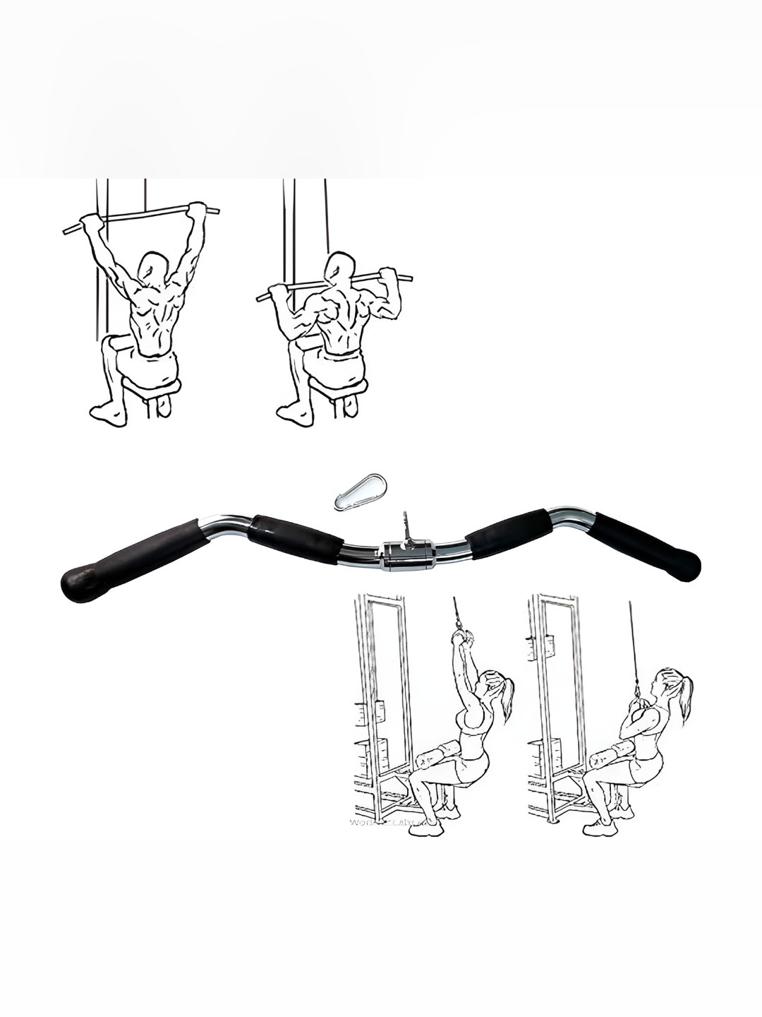 YMD LAT Bar Pull Down Attachment Cable Curl Bar Attachment