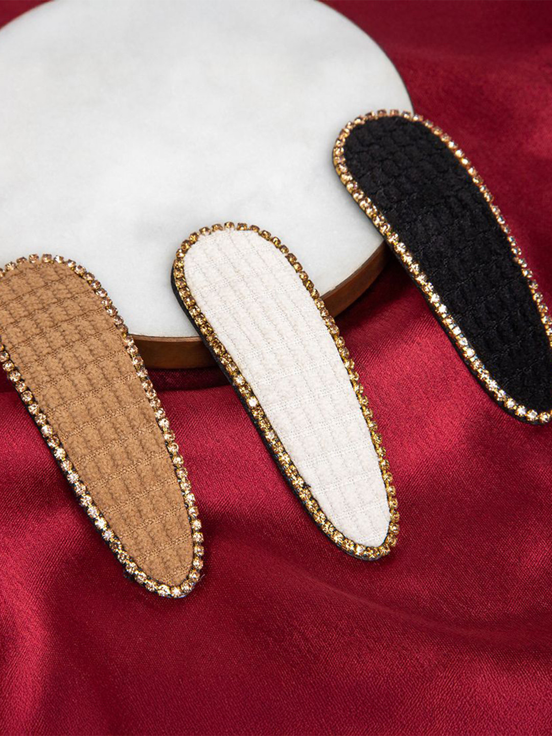 Radhu & Kabby Women Set Of 3 Rhinestone Borders Hair Accessory