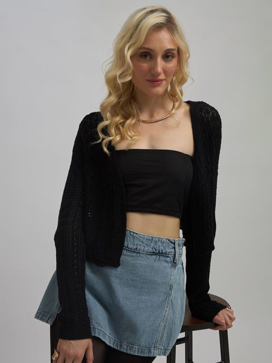 Virgio Women Front Open Knit Cardigan Top