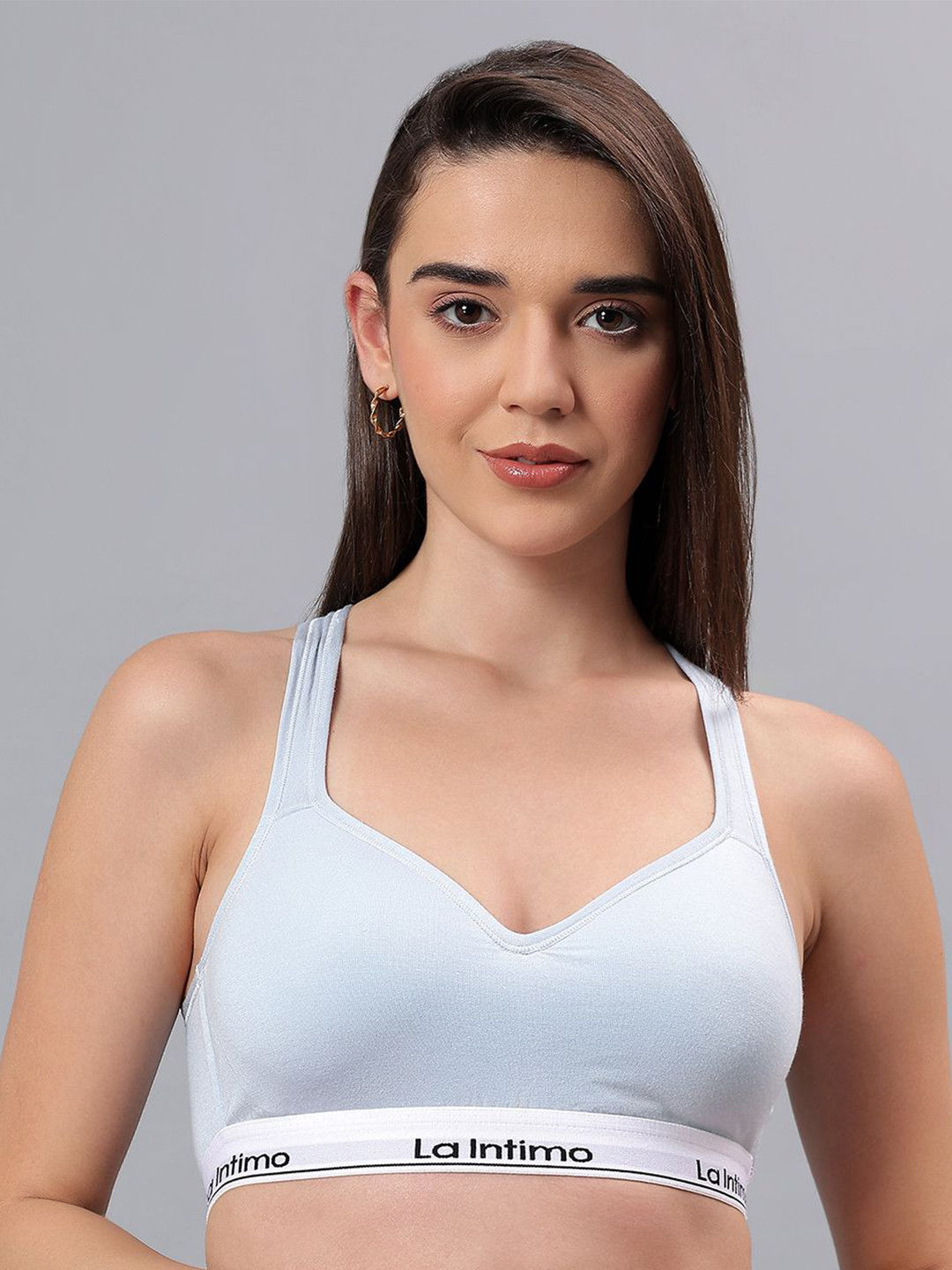 La Intimo Full Coverage Padded High Support Active Sports Cross Back Bra