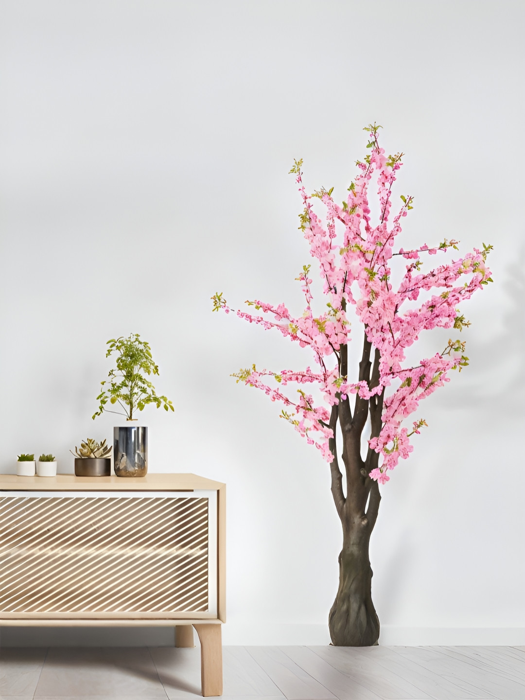 Royaloak Pink & Green Three Head Cockscomb Foam Stick Artificial Flower