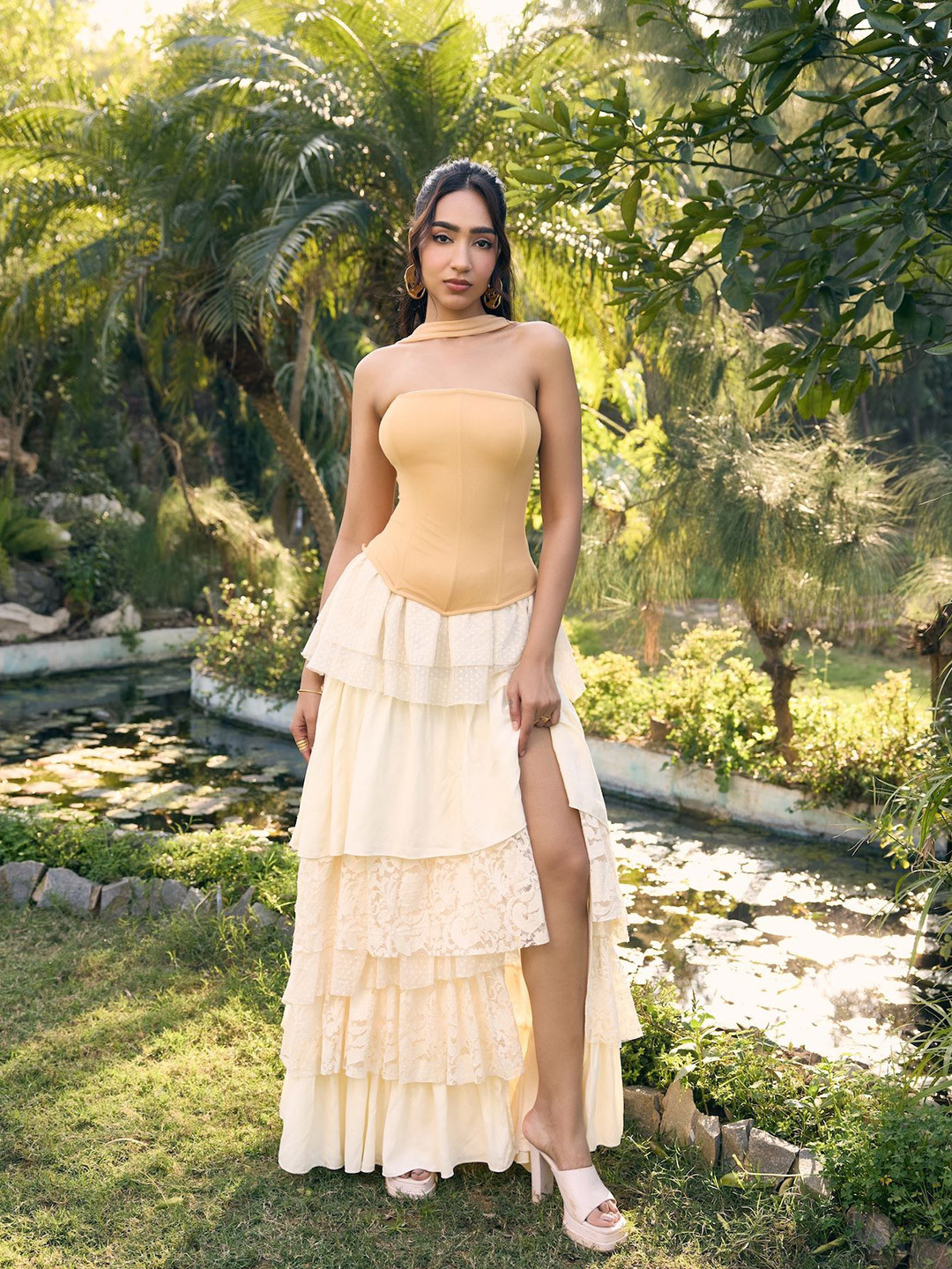 Lea Clothing Co. Women Reda Beige Reverse Halter Corset Top