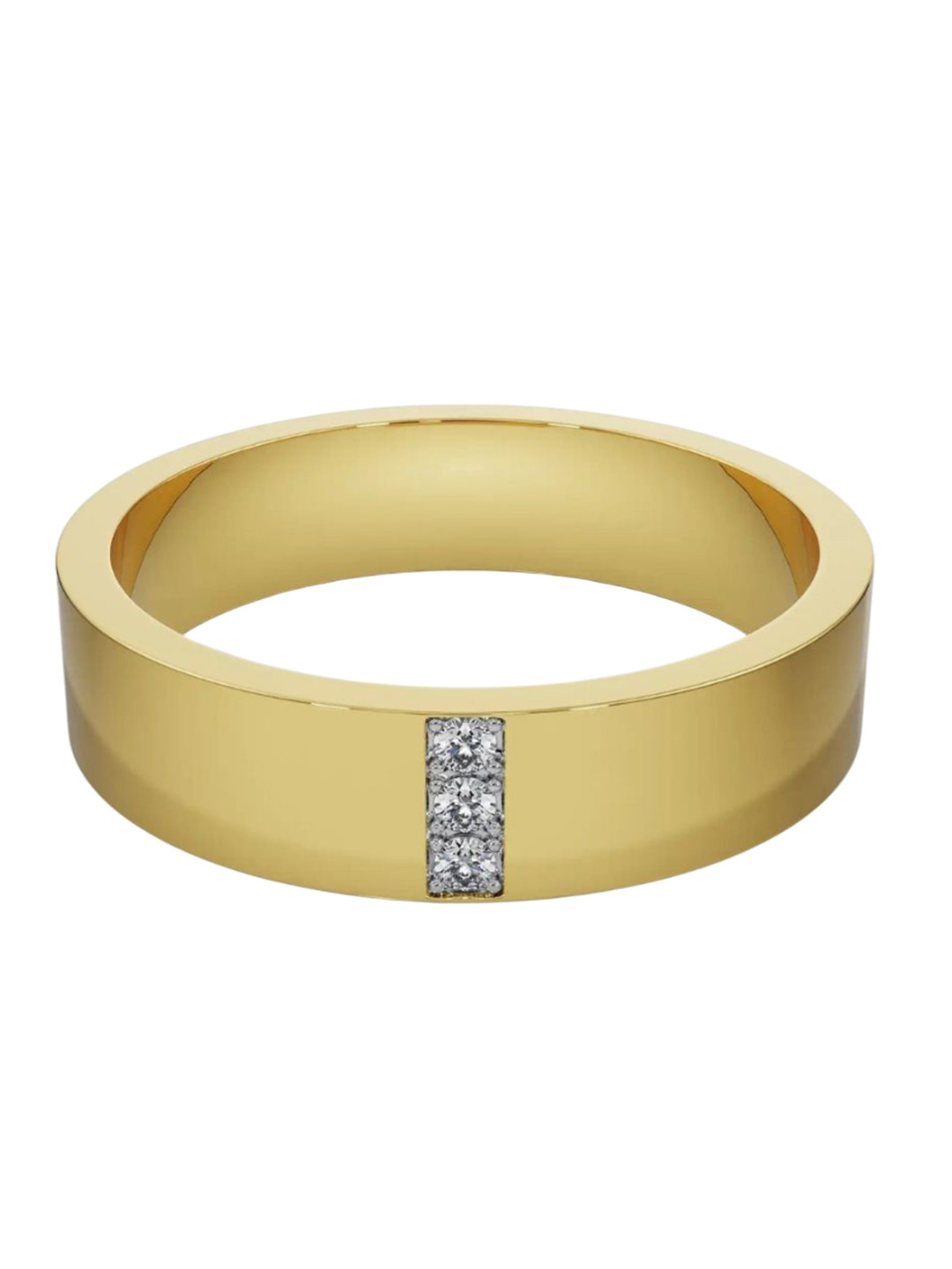 Emori Brushed Trio Lab Diamond Band for Men in 14KT Gold