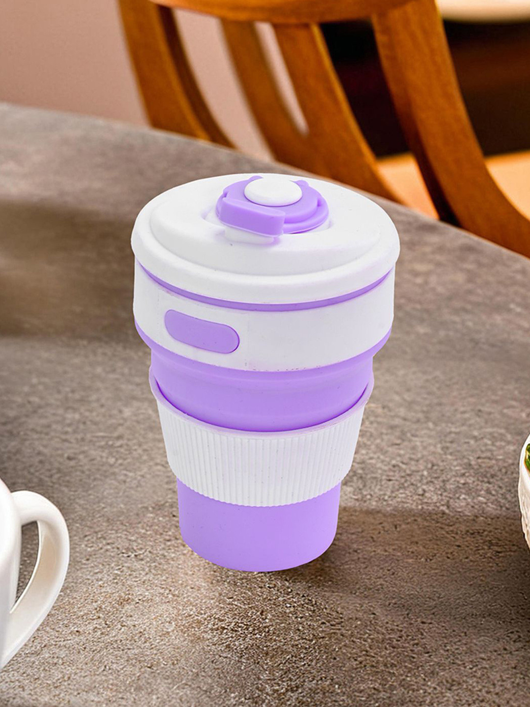 Kuber Industries I Love You Orange Silicone Handmade 2 Piece Cups with Lids-350ml