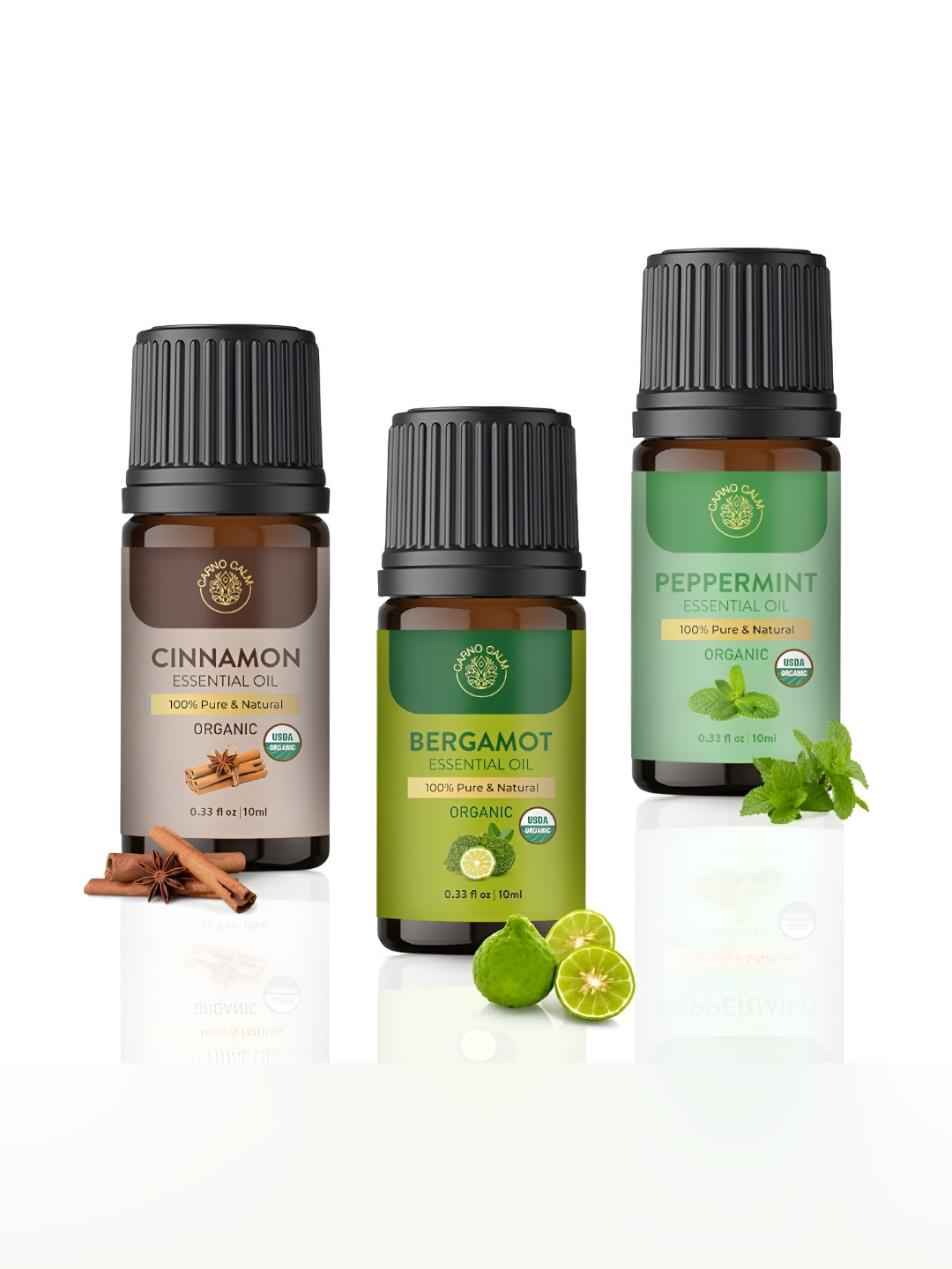Carno Calm 3 Pieces Cinnamon Bergamot & Peppermint Essential Oil 10ml